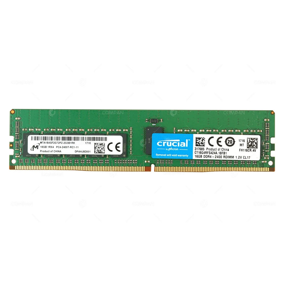 CT16G4RFS424A424A.18FB1 / CRUCIAL MEMORY 16GB 1RX4 PC4 19200T DDR4 2400MHZ RDIMM