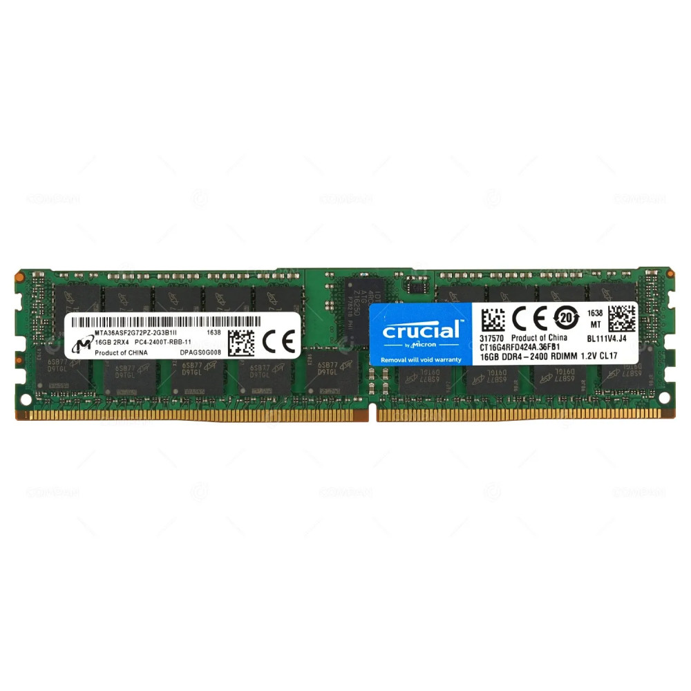 CT16G4RFD424A.36FB1 CRUCIAL MEMORY 16GB 2RX4 2400T PC4 RDIMM 19200T DDR4 317570, MTA36ASF2G72PZ-2G3B1