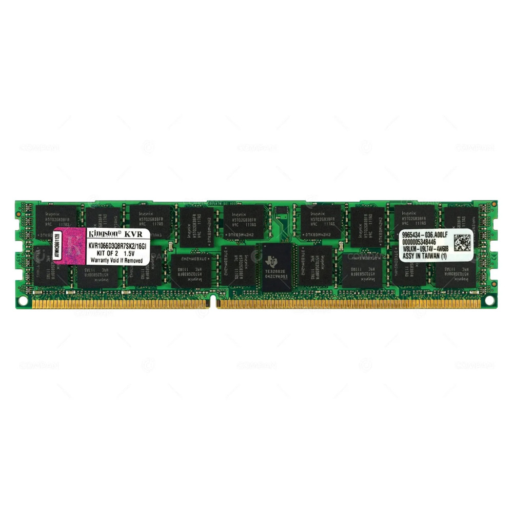 KVR1066D3Q8R7SK2-16GI KINGSTON MEMORY 8GB 2RX4 PC3 8500 RDIMM DDR3-1066 CL7 SDRAM DDR3 KVR1066D3Q8R7SK2/16GI, 9965434-036.A00LF