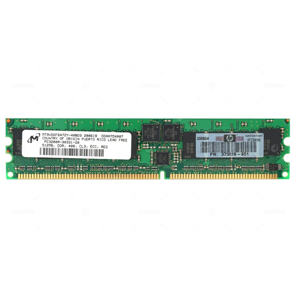 373028-851 HP MEMORY 512MB 2RX4 PC 3200R DDR 400MHZ CL3 ECC SDRAM RDIMM