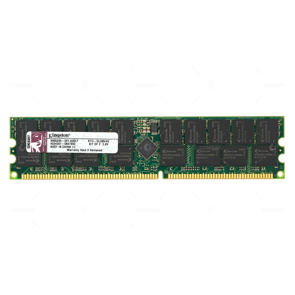 KTH-DL385-4G KINGSTON MEMORY 2GB 2RX4 PC 3200 400MHZ 184 PIN 2.6V CL3 ECC RDIMM KTH-DL385/4G, 9965294-001.A00LF