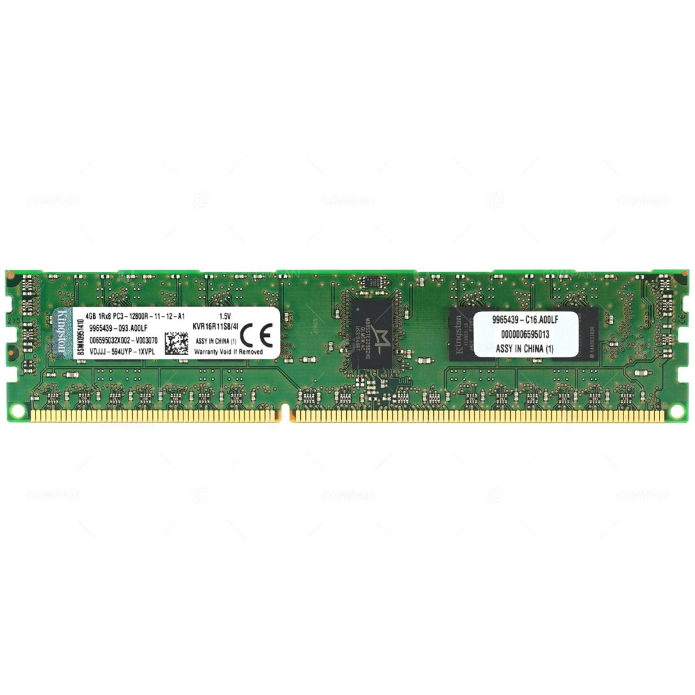 KVR16R11S8-4I KINGSTON MEMORY 4GB 1RX8 PC3 12800R DDR3 KVR16R11S8/4I, 9965439-127.A00LF