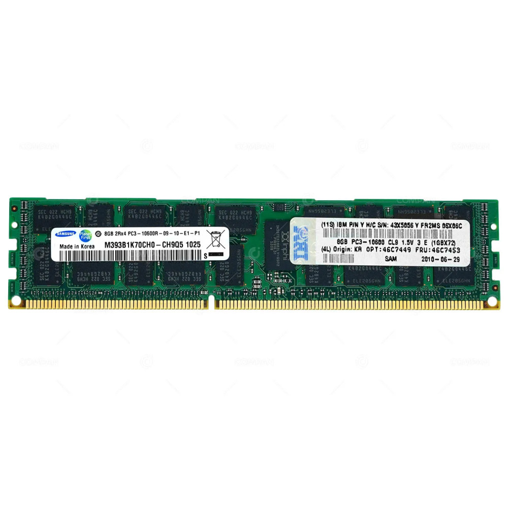 46C7453 IBM MEMORY 8GB 2RX4 PC3 10600R DDR3 M393B1K70CH0-CH9, HMT31GR7BFR4C-H9, M393B1K70BH1-CH9