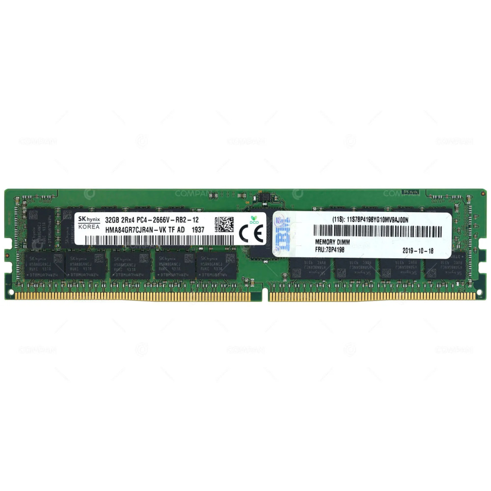 78P4198 IBM 32GB 2RX4 PC4-2666V REGISTERED ECC MEMORY FOR E950 PSERIES POWER9 324F, HMA84GR7CJR4N-VK, 78P4198