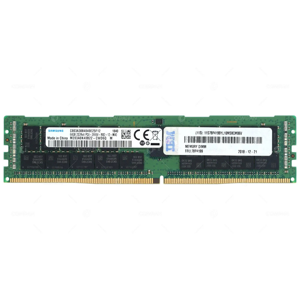 78P4199 IBM 64GB 2S2RX4 PC4-2666V DDR4 2666MHZ ECC REGISTERED MEMORY FOR S914 PSERIES POWER9 8520028, 325A, M393A8K40B22-CWD
