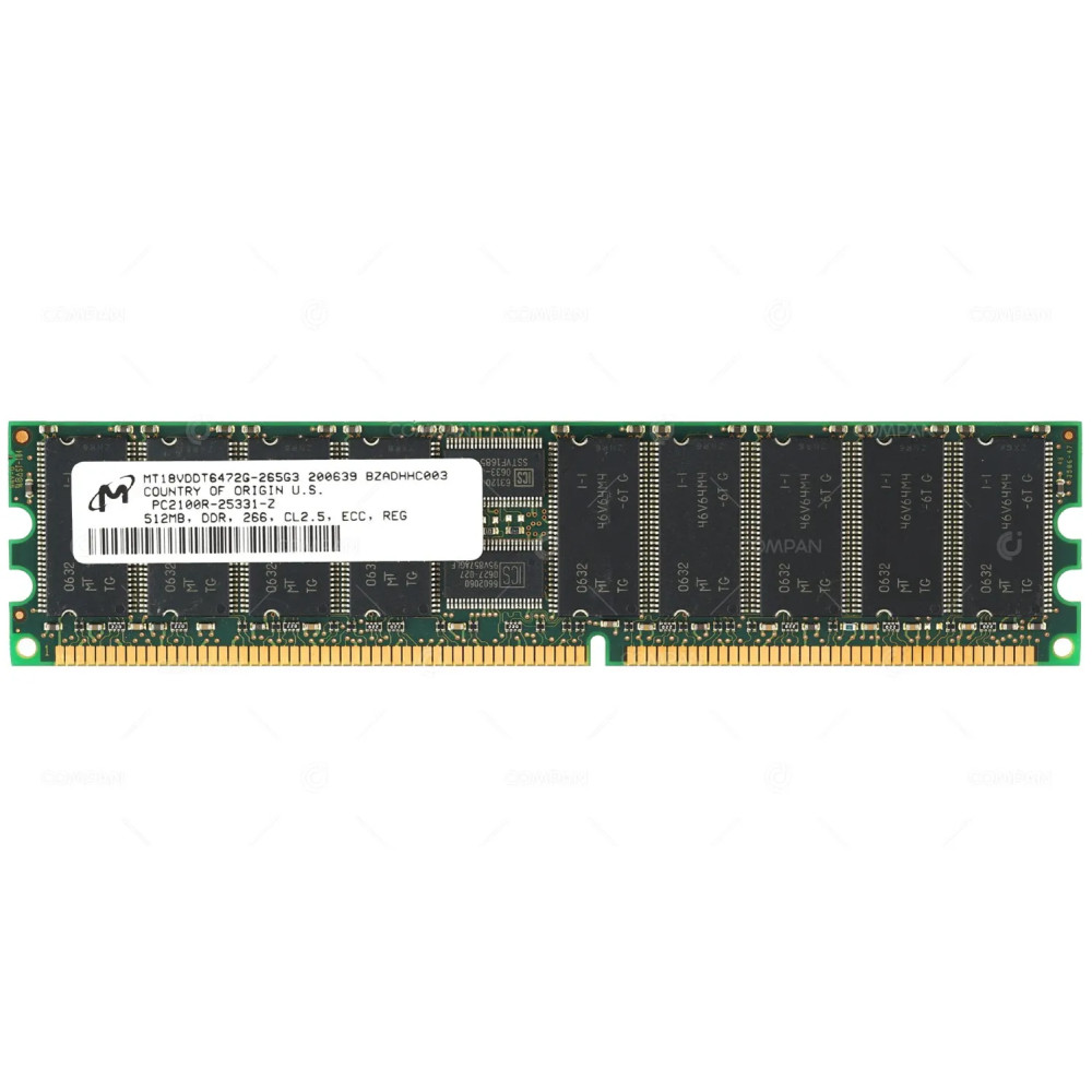 MT18VDDT6472G-265G3 MICRON MEMORY 512MB PC1 2100R 266MHZ CL2.5 ECC RDIMM DDR1 -