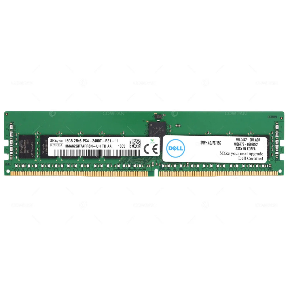 SNPHNDJ7C-16G DELL MEMORY 16GB 2RX8 PC4 19200T DDR4 2400T SNPHNDJ7C/16G, 99L0442-001.A00