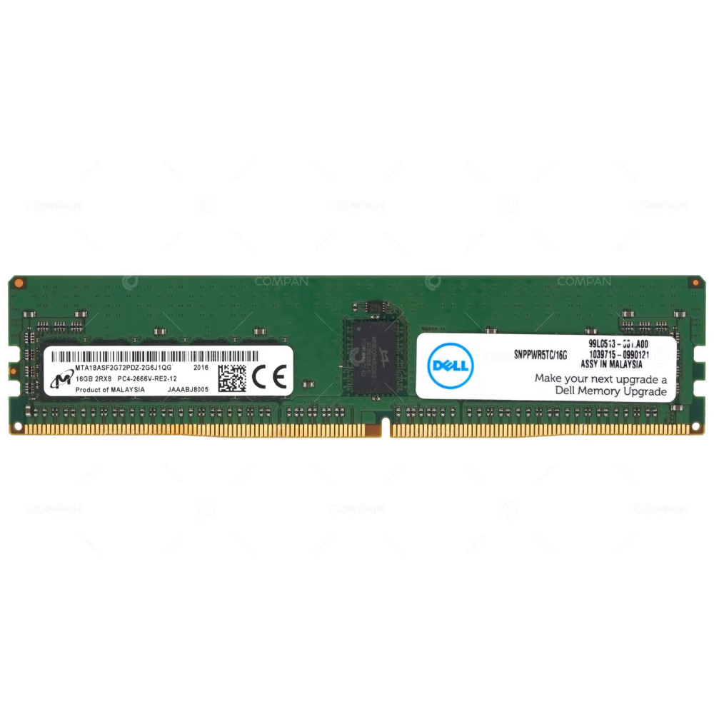 SNPPWR5TC-16G DELL MEMORY 16GB 2RX8 PC4 2666V DDR4 21300V SNPPWR5TC/16G, MTA18ASF2G72PDZ-2G6J1