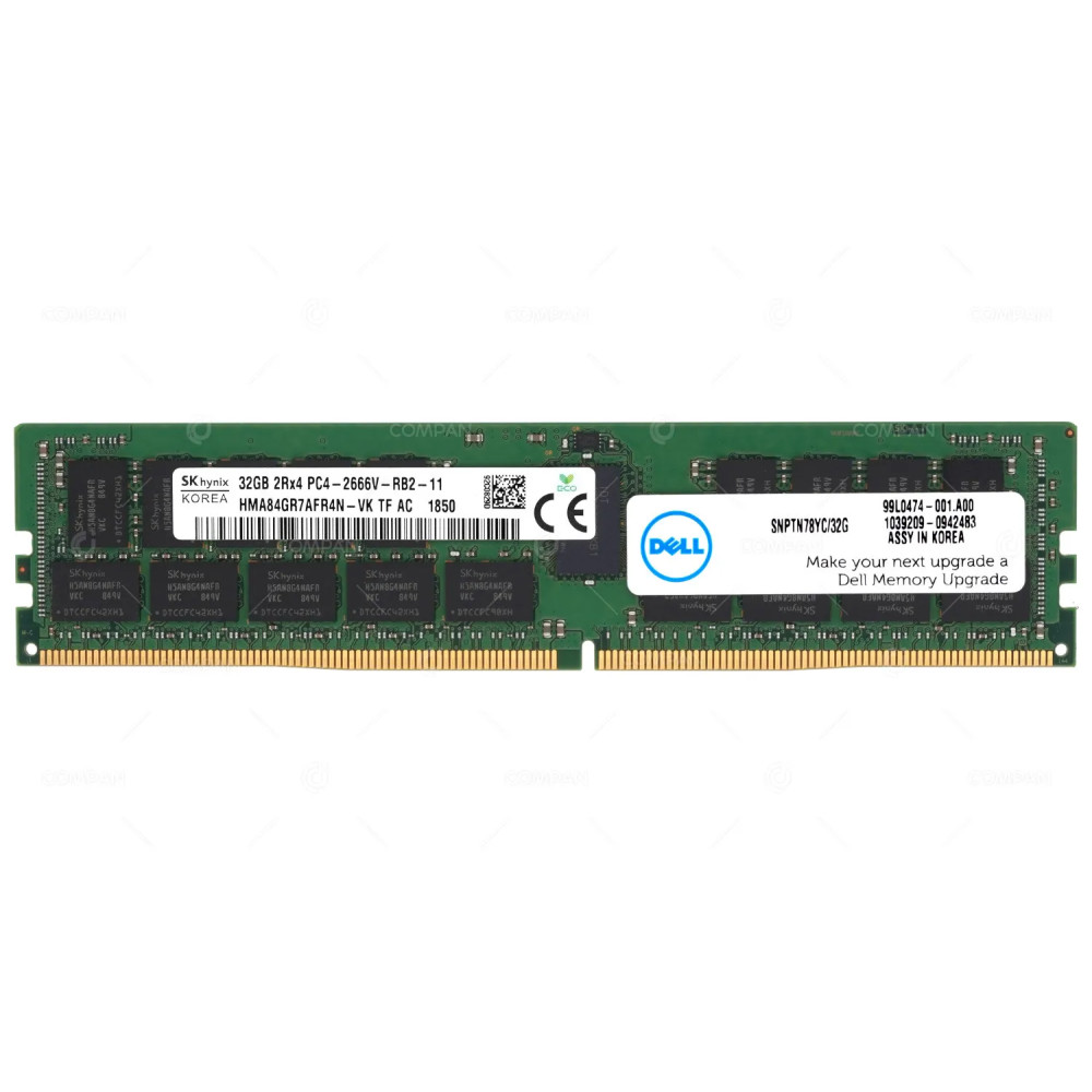 SNPTN78YC-32G DELL DDR4 32GB 2RX4 PC4-21333 2666MHZ RDIMM