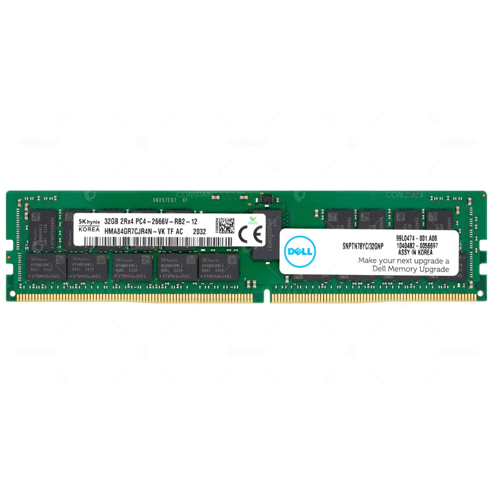 SNPTN78YC-32GNP DELL DDR4 32GB PC4-21300 2666MHZ RDIMM CAS 19-19-19