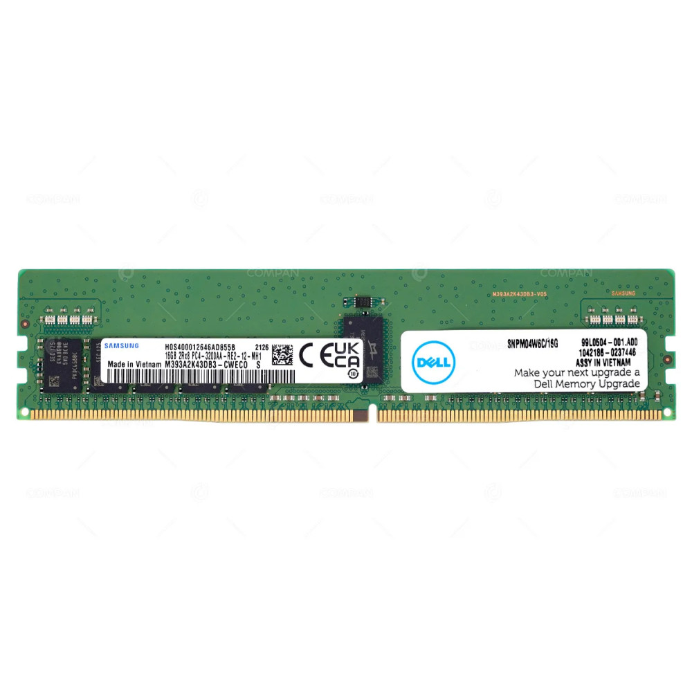SNPM04W6C-16G  DELL DDR4 16GB 2RX8 PC4-25600 3200MHZ RDIMM