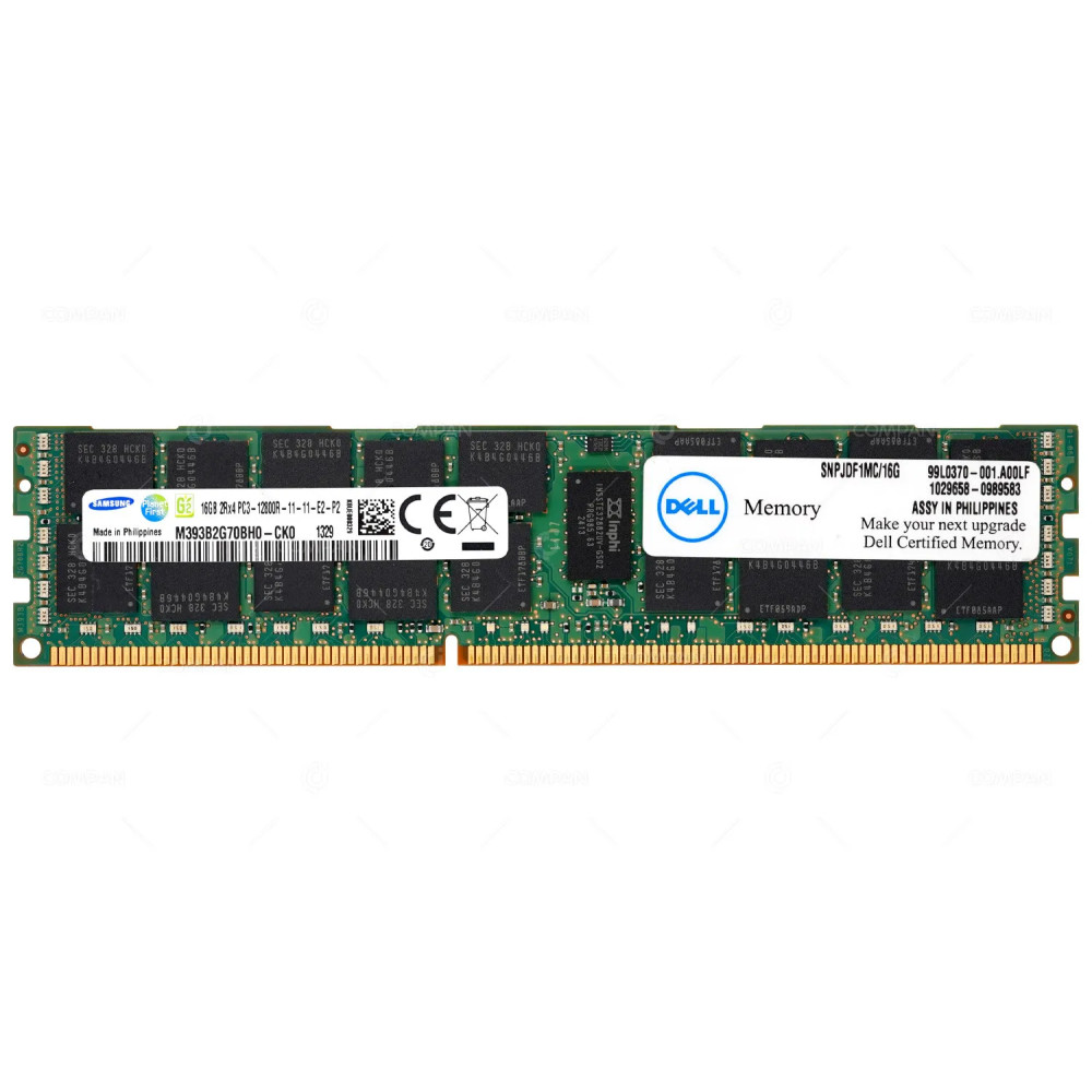 SNPJDF1MC-16G  DELL DDR3 16GB 2RX4 PC3-12800 1600MHZ RDIMM CAS 11-11-11