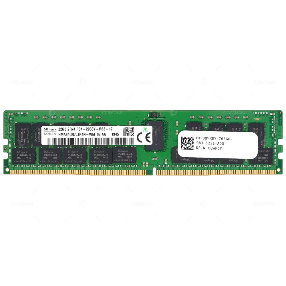 8WKDY  DELL DDR4 32GB 2RX4 PC4-23466 2993MHZ RDIMM CAS 21-21-21