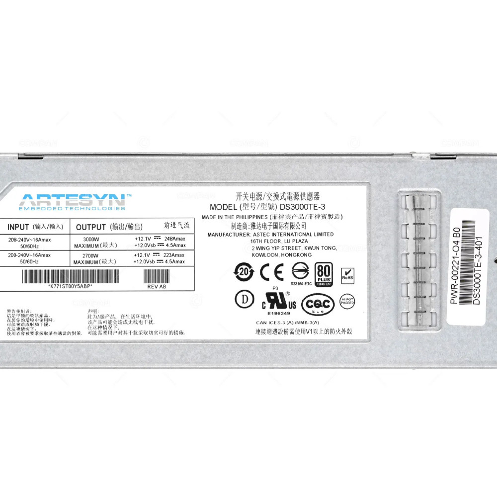 PWR-3KT-AC-RED  ARISTA SPARE 3KW TITANIUM AC POWER SUPPLY FOR 7300 AND 7500N SERIES