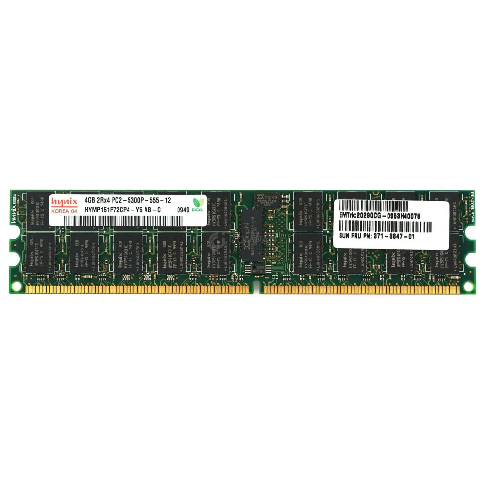 371-3847-01 SUN ORACLE MEMORY 4GB 2RX4 PC2 5300P  DDR2 - HYMP151P72CP4-Y5, M393T5160QZA-CE6