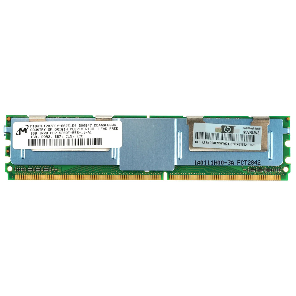 461652-061 HP MEMORY 1GB 1RX8 PC2 5300F DDR2 - MT9HTF12872FY-667E1E4