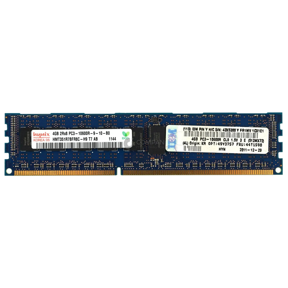 44T1598 IBM MEMORY 4GB 2RX8 PC3 10600R DDR3 - 49Y3757