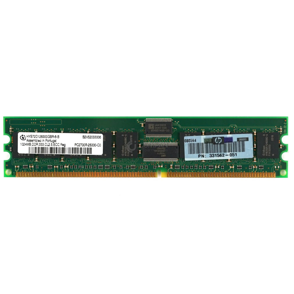 331562-051 HP MEMORY 1GB PC2700R DDR - MT18VDDF12872G-335D3, HYS72D128300GBR-6-B