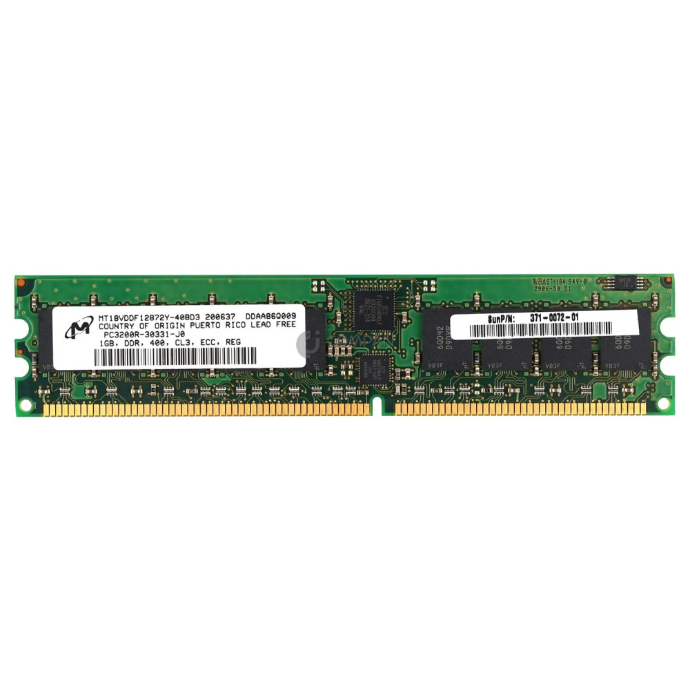 371-0072-01 SUN MEMORY 1GB PC 3200R DDR 400 CL3 ECC REG - MT18VDDF12872Y-40BD3