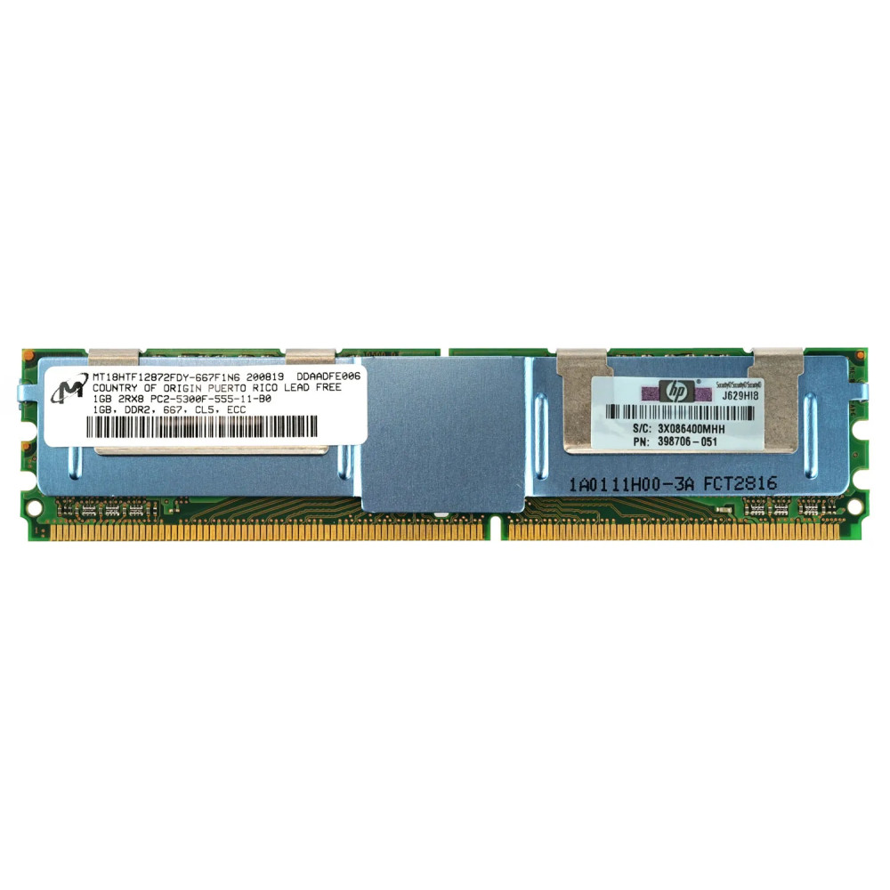 398706-051 HP MEMORY 1GB 2RX8 PC2 5300F DDR2 - 416471-001