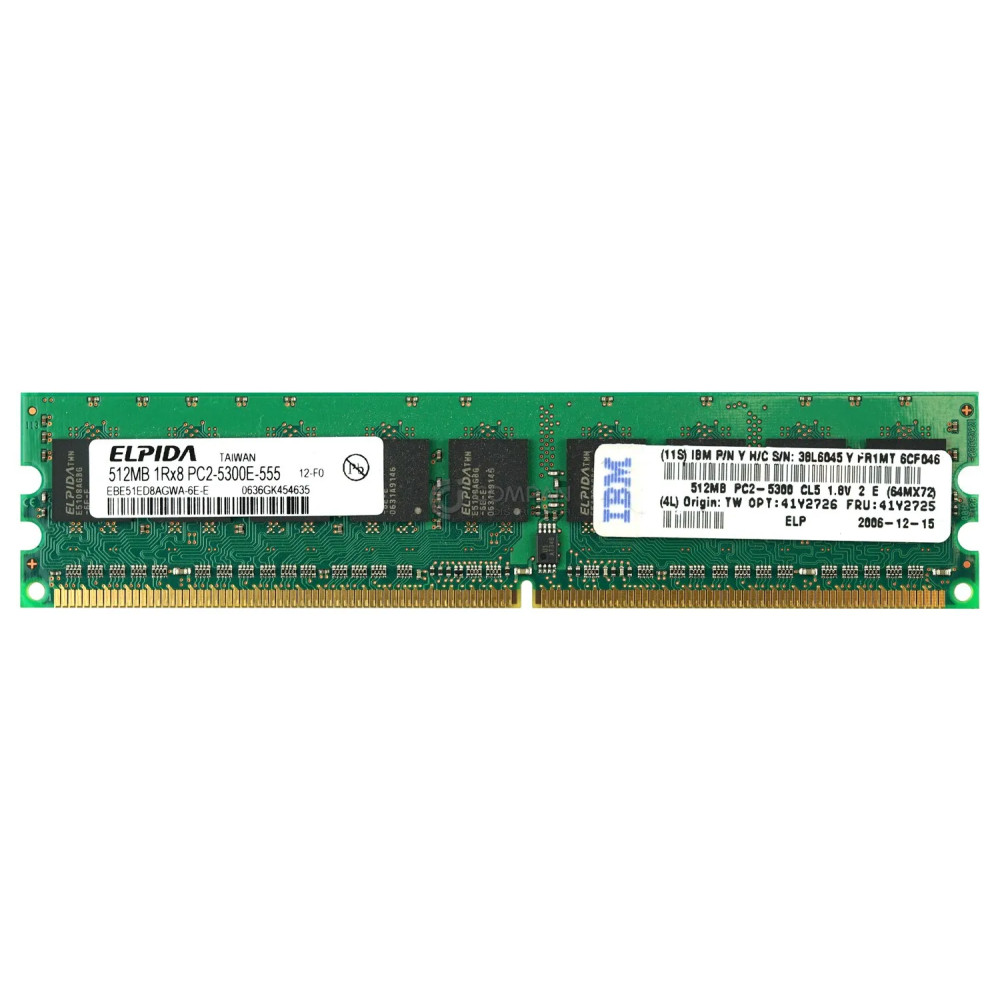 41Y2725 IBM MEMORY 1RX8  512MB PC2-5300E DDR2 - 41Y2726, EBE51ED8AGWA-6E-E