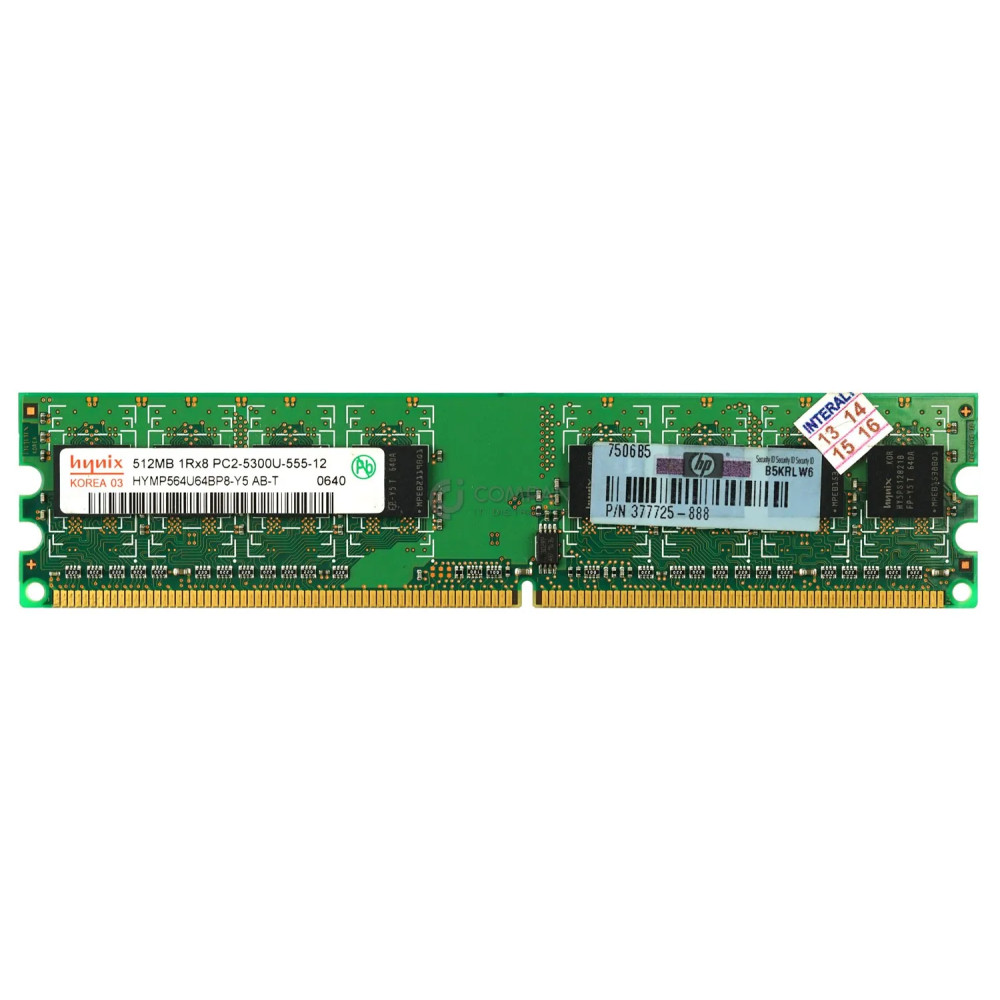 377725-888 HP MEMORY 512MB 1RX8 PC2 5300U DDR2