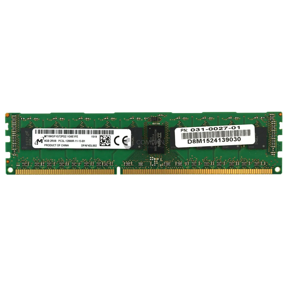 031-0027-01 EMC MEMORY 8GB 2RX8 PC3L 12800R DDR3 - MT18KSF1G72PDZ-1G6E1