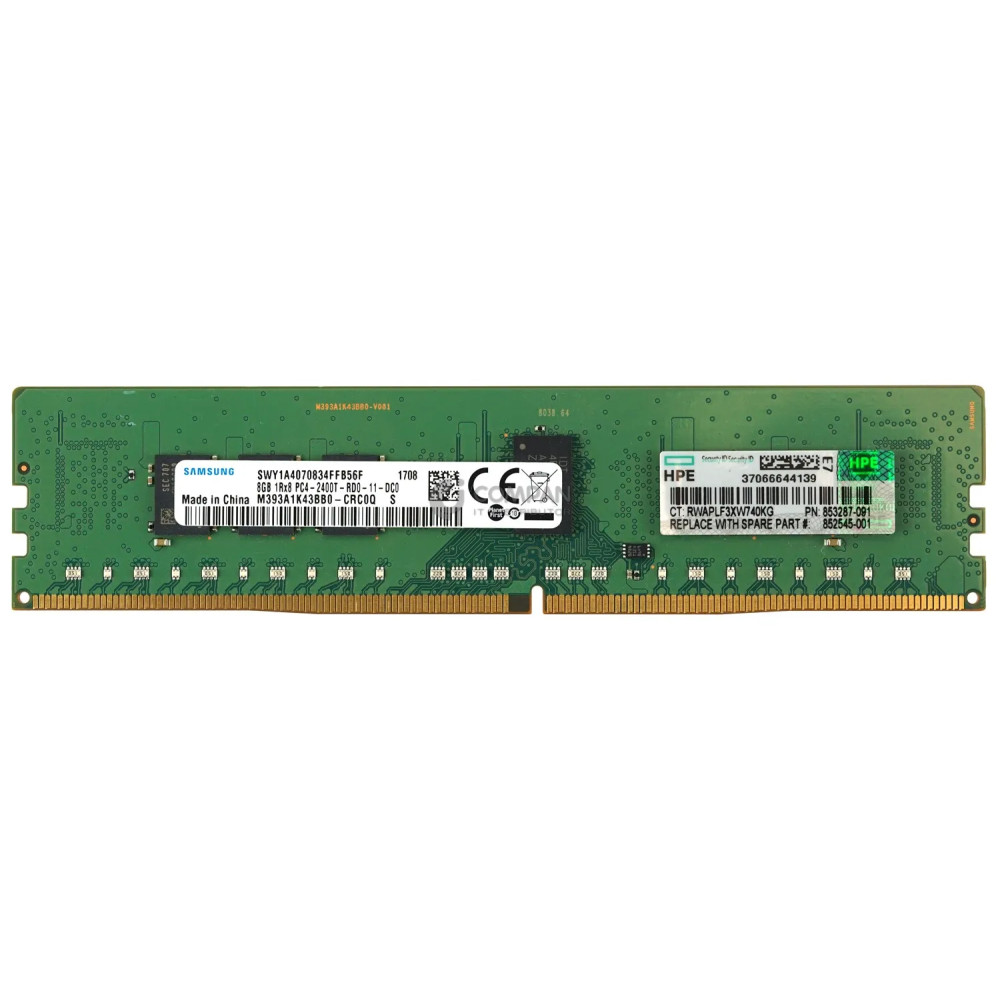 853287-091 HP MEMORY 8GB 1RX8 PC4 2400T DDR4 19200T HMA81GR7MFR8N-UH, M393A1K43BB0-CRC, 852545-001