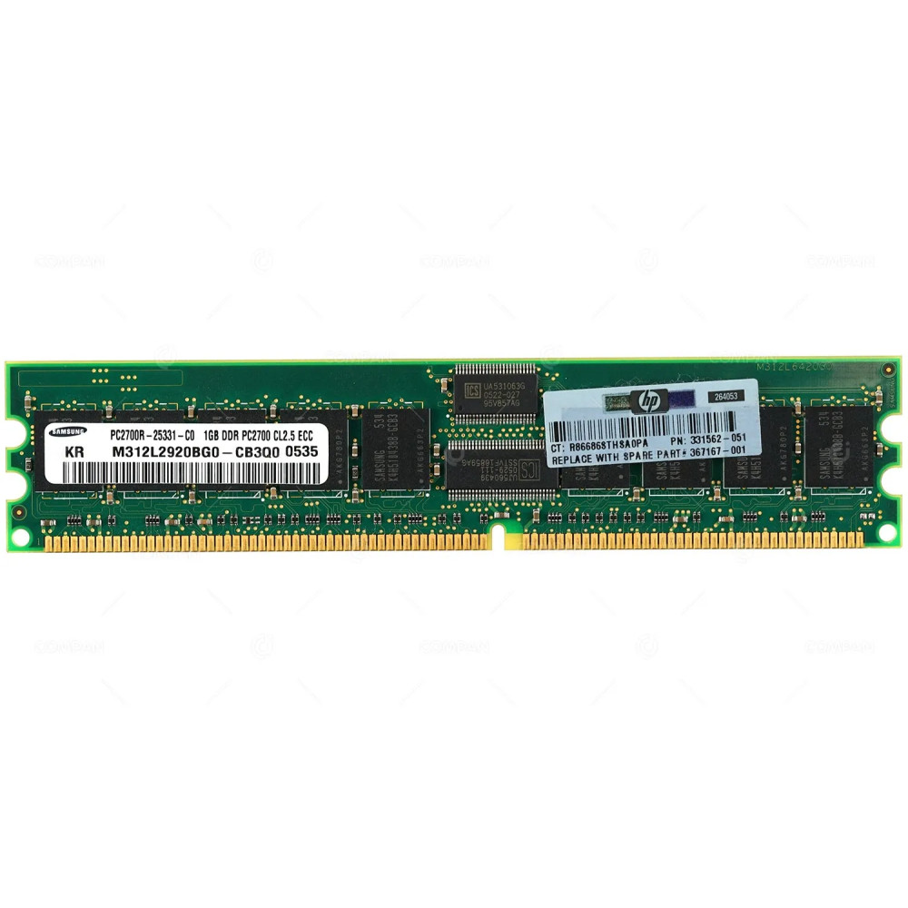 367167-001 HP 1GB PC-2700 DDR  333 MHZ MEMORY 331562-001, M312L2920CZP-CB3