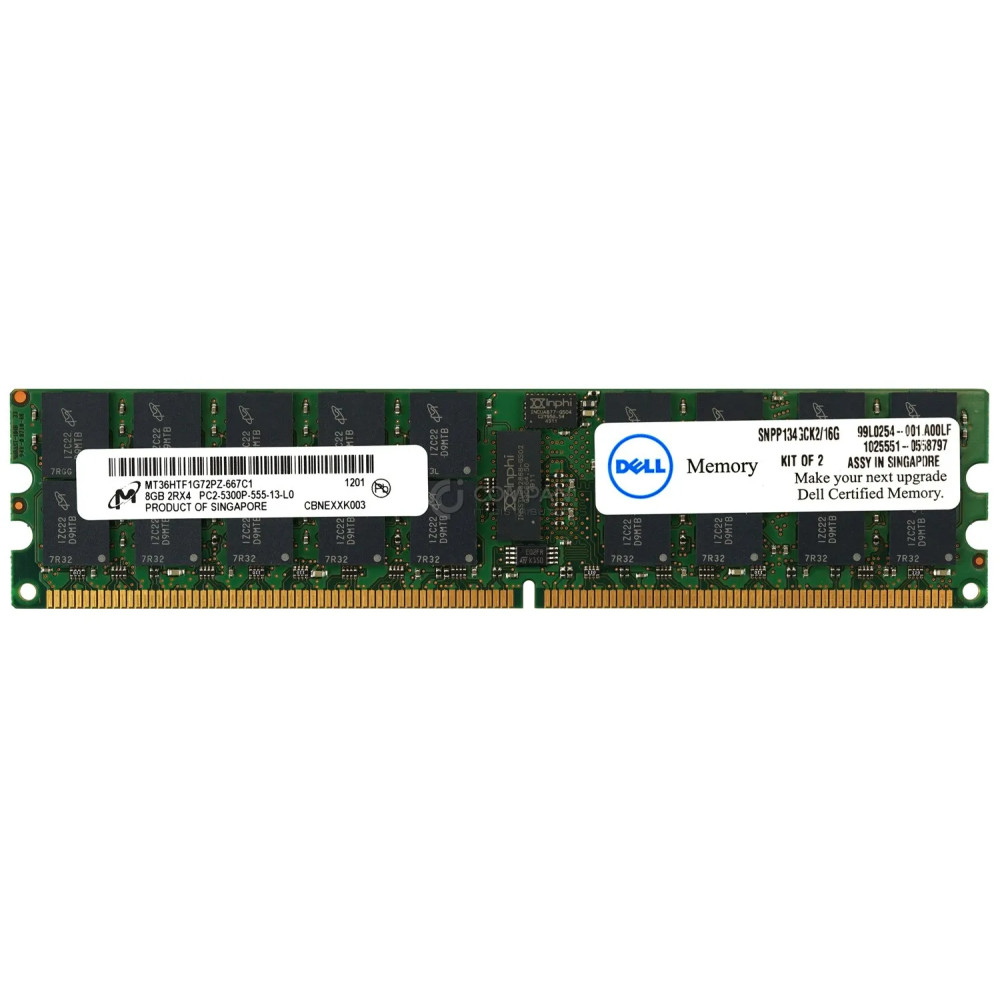 SNPP134GCK2-16G DELL MEMORY 8GB 2RX4 PC2-5300P DDR2