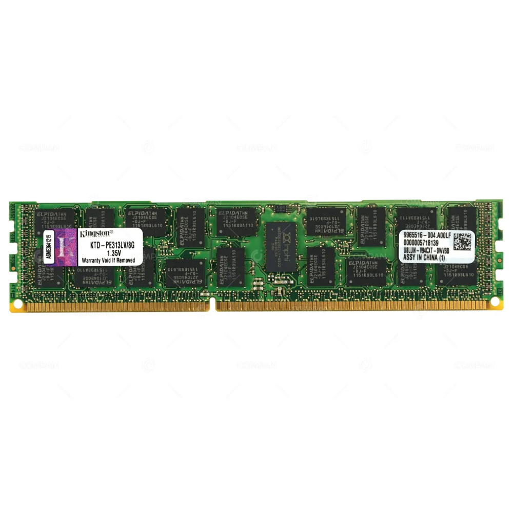 KTD-PE313LV-8G KINGSTON MEMORY 8GB 2RX4 PC3L 10600R DDR3 KTD-PE313LV/8G, 9965516-004.A00LF
