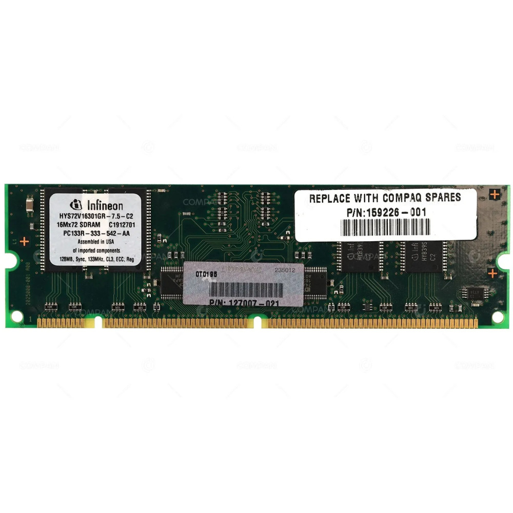 159226-001 HP DDR SDRAM 128MB PC-133R 133MHZ