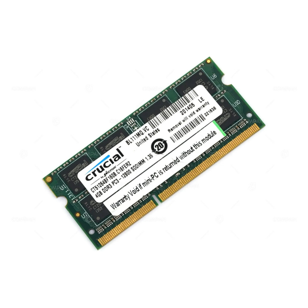 CT51264BF160B-C16FER2 CRUCIAL MEMORY 4GB PC3-12800 1600 MHZ SODIMM 1.35V 204 DDR3 CT51264BF160B.C16FER2, 221638
