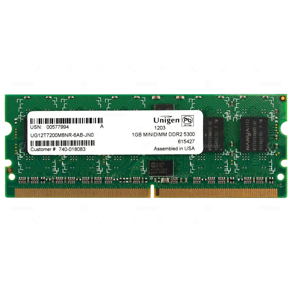 UG12T7200M8NR-6AB-JN0 MEMORY 1GB PC2 5300 MINIDIMM DDR2 740-018083