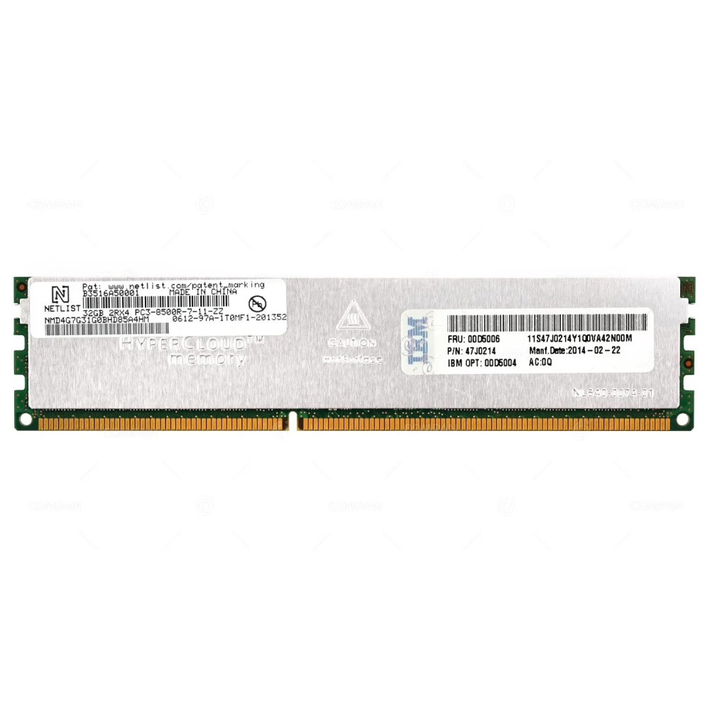 00D5006 IBM MEMORY 32GB 2RX4 PC3 8500R DDR3