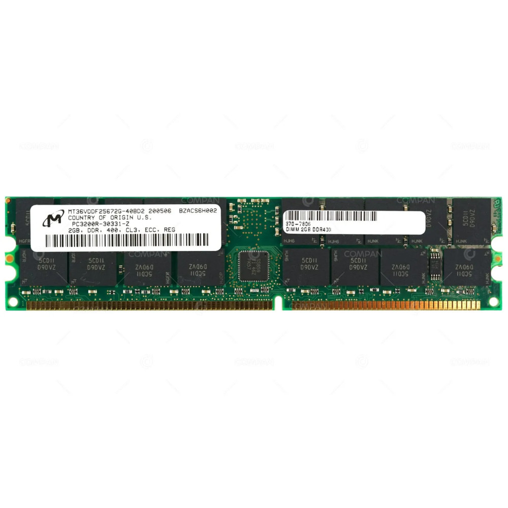 370-7806 SUN MEMORY 2GB PC3200R DDR 400 CL3 ECC REG MT36VDDF25672G-40BD2