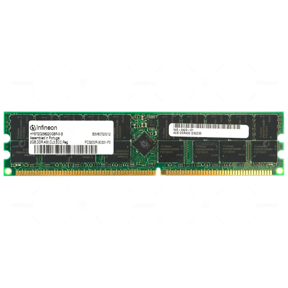 540-6429-01 SUN MEMORY 2GB 2RX4 PC3200R-30331-F0 DDR 400 CL3 ECC REG DIMM HYS72D256220GBR-5-B