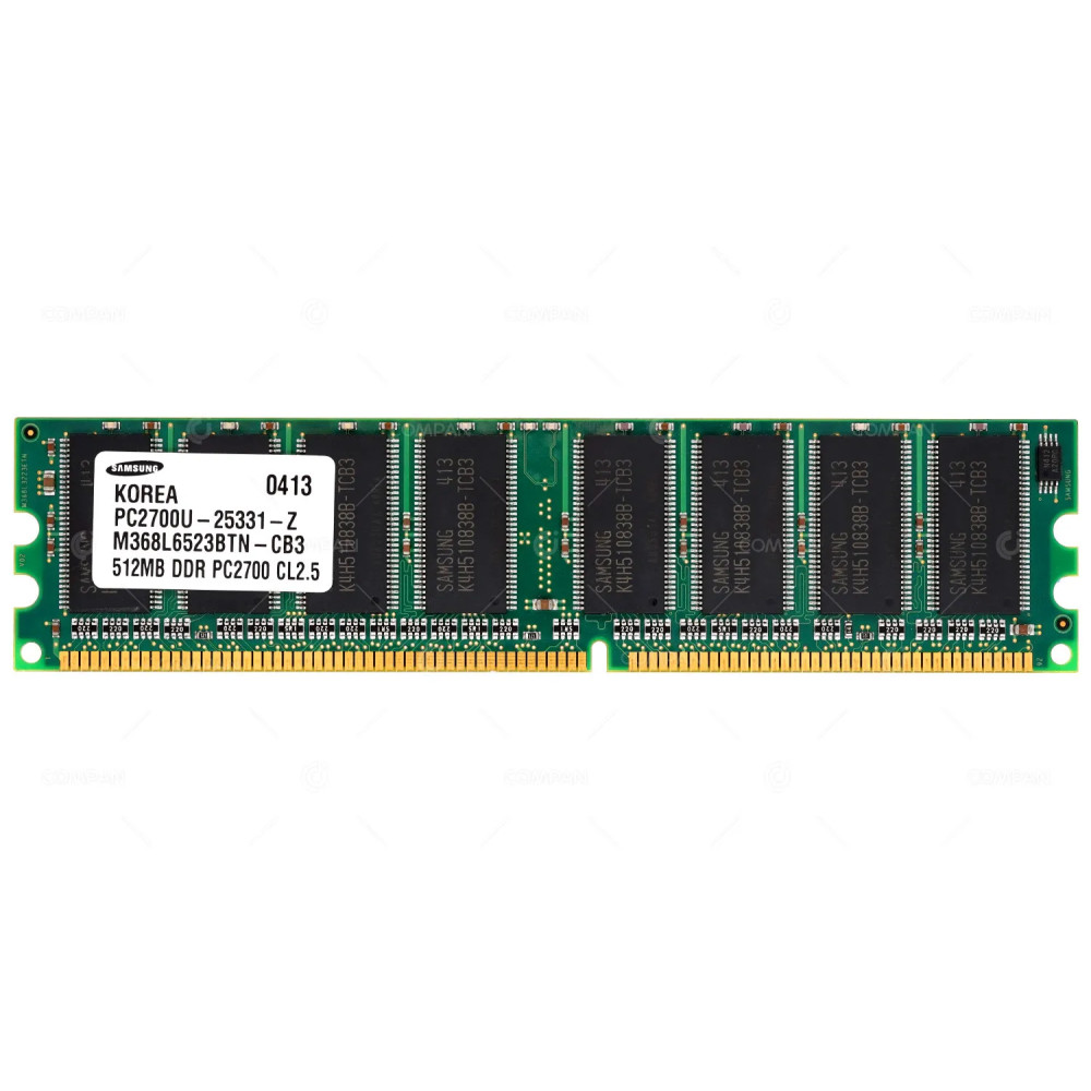 M368L6523BTN-CB3 SAMSUNG MEMORY 512MB DDR PC2700U 333MHZ 184 PIN CL2.5 NON ECC UNBUFFERED DIMM -