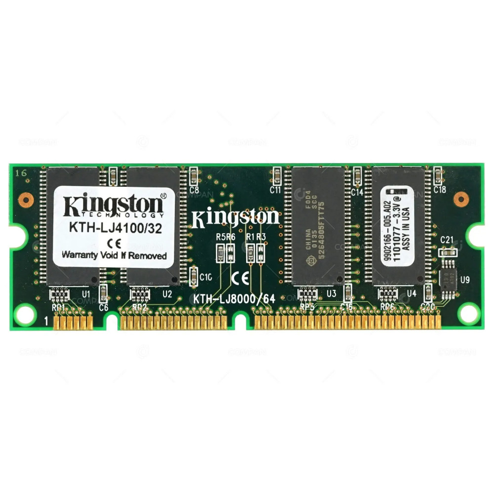 KTH-LJ4100-32 KINGSTON MEMORY 32MB 100 PIN 100MHZ SDRAM SODIMM NON ECC UNBUFFERED FOR LASERJET PRINTER 2200 4000 4050 4100 4100N 4100TN 4100DTN 5000 8000 8100 9000 KTH-LJ4100/32, 9902166-005.A02