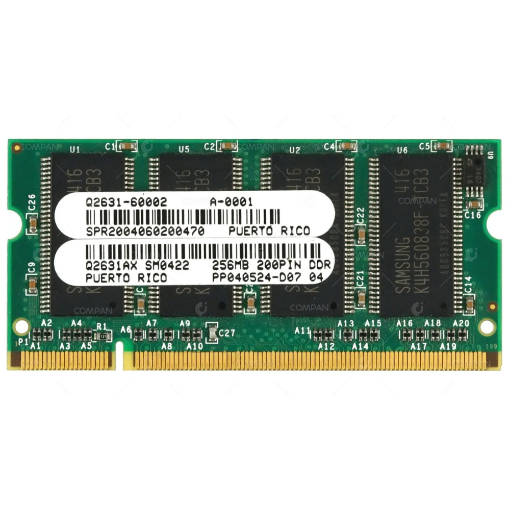 Q2631-60002 HP MEMORY 256MB 200 PIN DDR DIMM SDRAM FOR LASERJET PRINTER 3000 3800 4005N 4650 4700 4730D A-0001