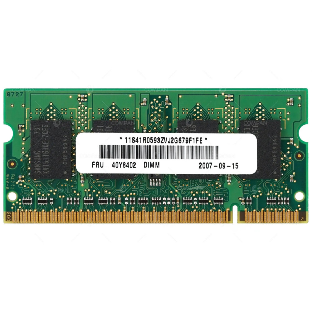 40Y8402 IBM LENOVO MEMORY 512MB 2RX16 PC2 5300S 667MHZ 200 PIN CL5 SODIMM NON ECC UDIMM DDR2 FOR LAPTOP M470T6554EZ3-CE6
