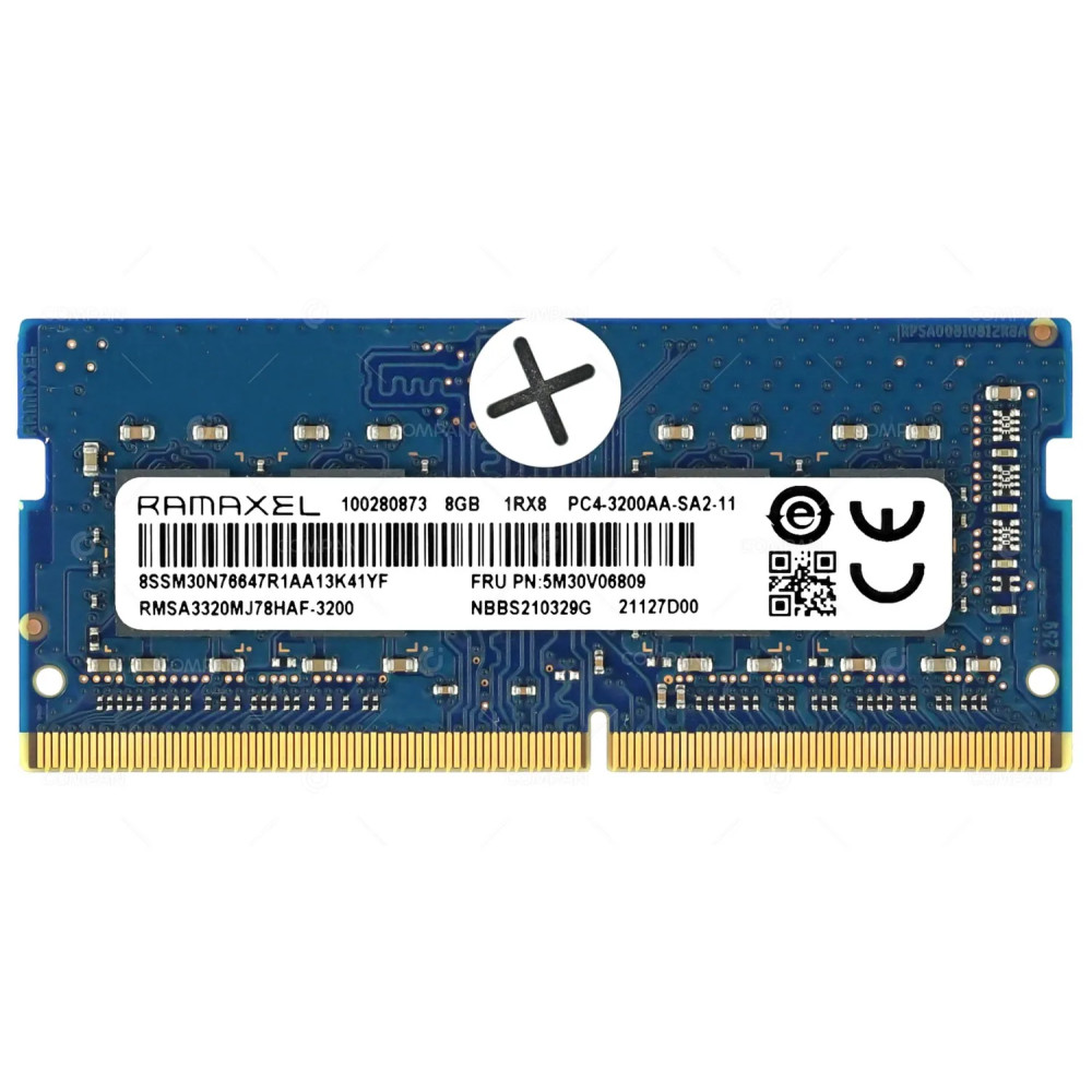 5M30V06809 LENOVO MEMORY 8GB 1RX8 PC4 3200AA DDR4 25600 260 PIN CL22 1.2V SODIMM UNBUFFERED NON ECC FOR LAPTOP RMSA3320MJ78HAF-3200