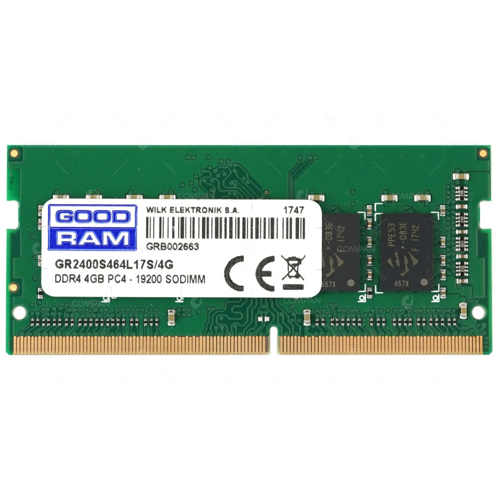 GR2400S464L17S-4G GOODRAM MEMORY 4GB 1RX8 PC4 2400 DDR4 19200 260 PIN CL17 NON ECC SO-DIMM GR2400S464L17S/4G