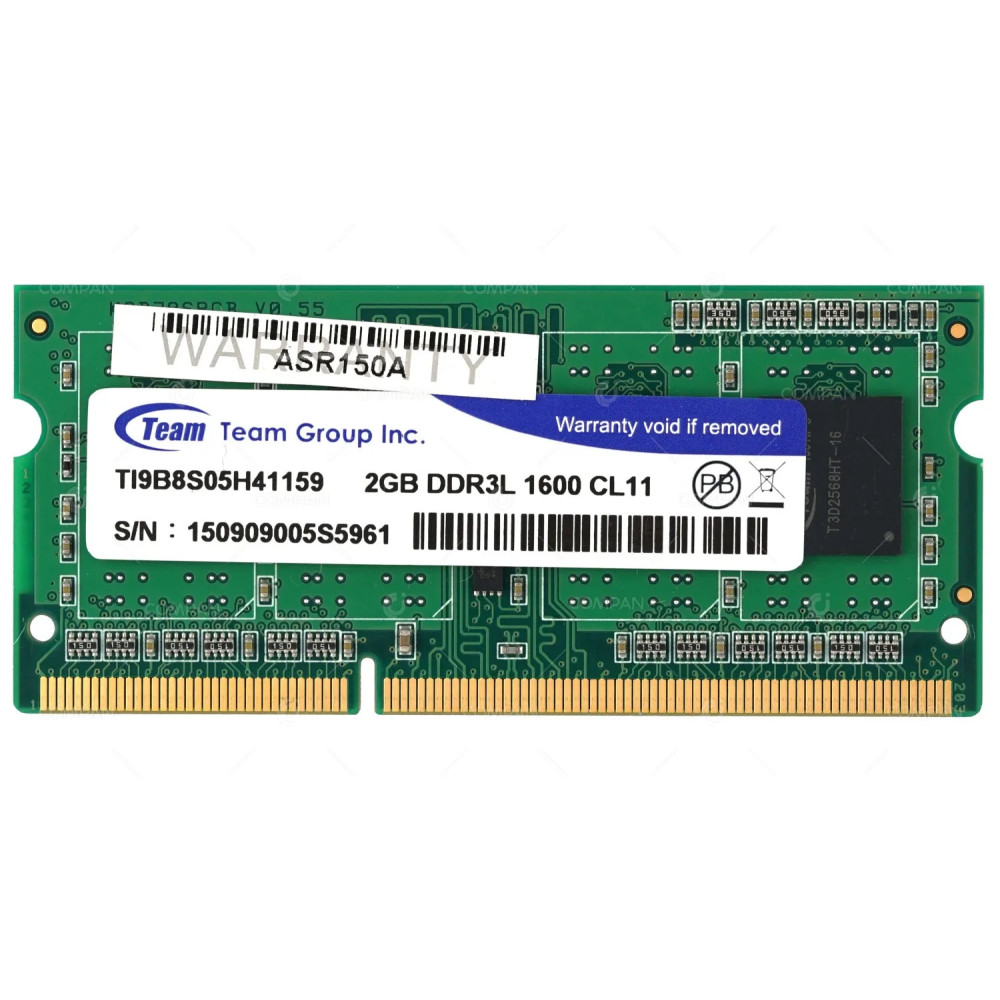TI9B8S05H41159 TEAM GROUP INC. MEMORY 2GB DDR3L 1600 CL11 SO-DIMM FOR XS35V5 SERIES ASR150A