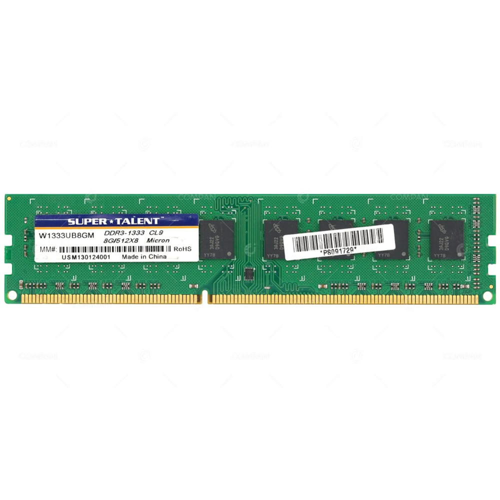 W1333UB8GM SUPER TALENT MEMORY 8GB 512X8 10600 PC3 MICRON CHIP 1333MHZ 240 PIN CL9 1.5V NON ECC UDIMM DDR3 USM130124001