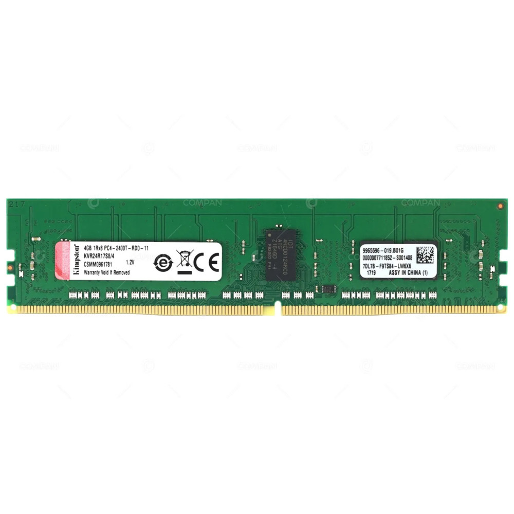 KVR24R17S8-4 KINGSTON MEMORY 4GB 1RX8 PC4 19200T DDR4 2400T KVR24R17S8/4, CSMM0961781, 9965596-019.B01G