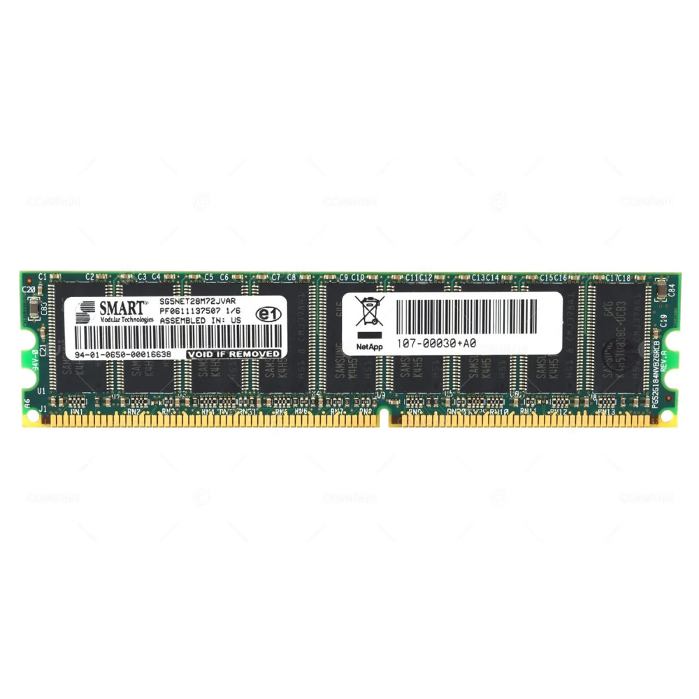 107-00030+A0 NETAPP MEMORY 1GB PC2700E 184 PIN CL2.5 333MHZ 2.5V ECC SDRAM 0704PK3060, SG5NET28M72JVAR