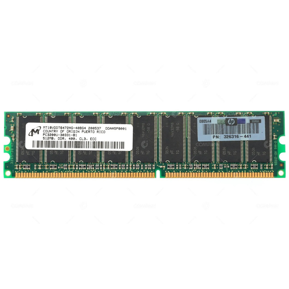 326316-441 HP 512MB PC-3200 DDR 400MHGZ CL3 ECC MEMORY 354560-B21