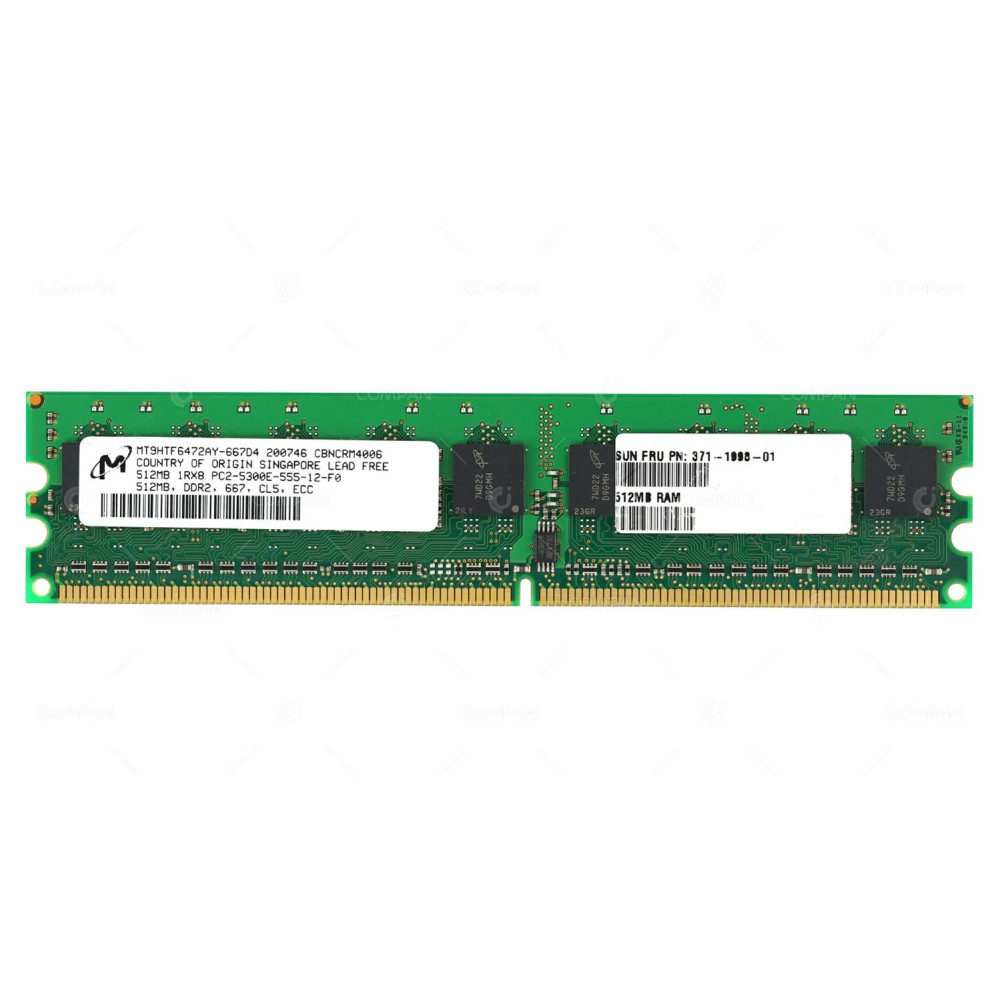 371-1998-01 SUN ORACLE MEMORY 512MB 1RX8 PC2 5300E 667MHZ 240 PIN CL5 ECC UDIMM DDR2 MT9HTF6472AY-667D4