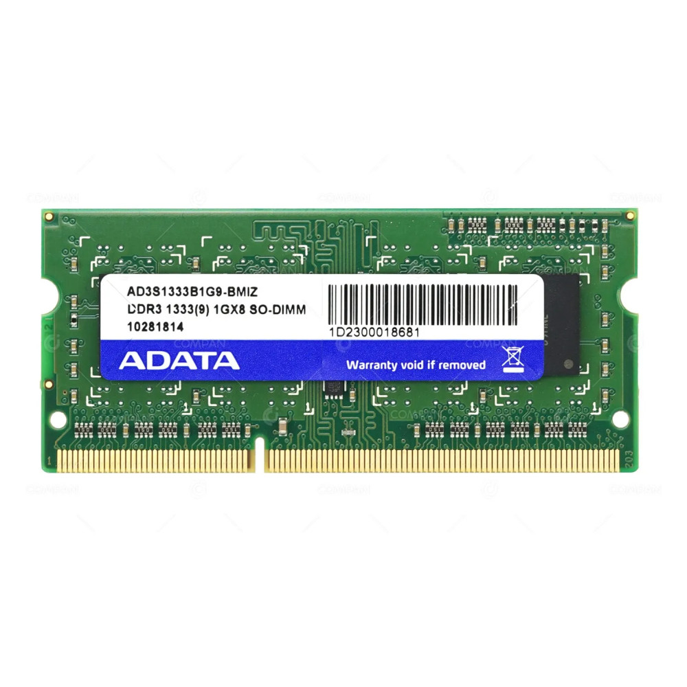 AD3S1333B1G9-BMIZ ADATA MEMORY 1GB 1333MHZ 1GX8 DDR3 204 PIN CL9 1.5V NON ECC UNBUFFERED SO-DIMM 10281814